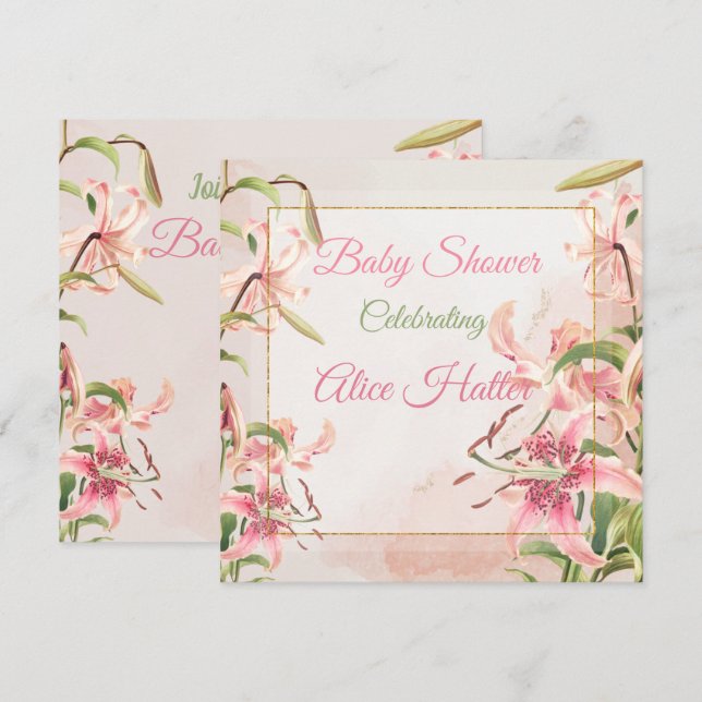Floral Baby Dusche Einladung (Vorne/Hinten)