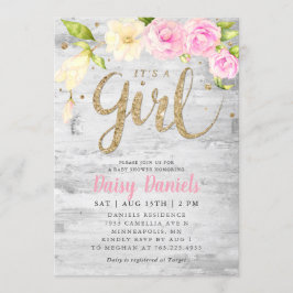 Floral Baby Dusche | Es ist ein Mädchen Einladung