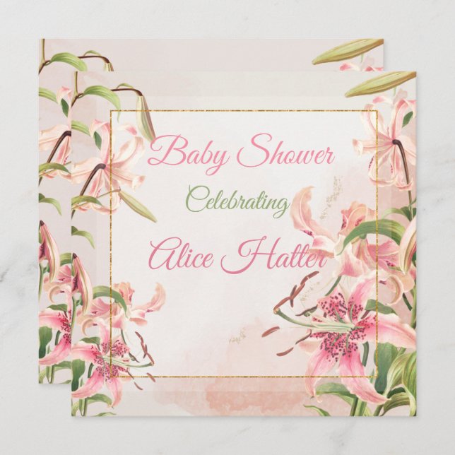 Floral Baby Dusche Feiertagskarte (Vorne/Hinten)