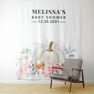 Floral Baby Dusche Pink Roses Pumpkin Hintergrund Wandteppich