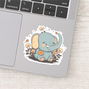 Floral Baby Elephant Stickers 5 Aufkleber