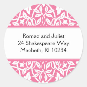 Floral Baby Girl Address Label - Cotton Candy Pink Runder Aufkleber