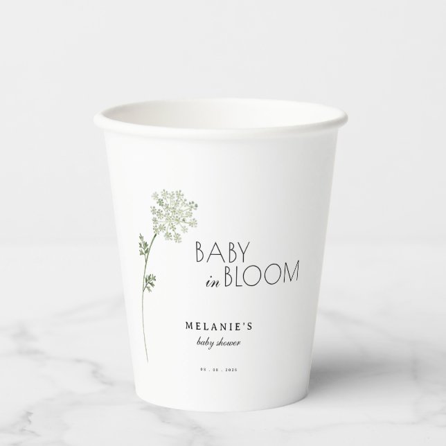 Floral Baby in Bloom Baby Shower Pappbecher (Vorderseite)