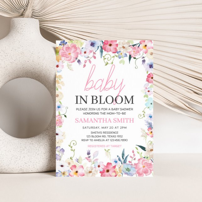Floral Baby in Bloom Spring Baby Dusche Einladung (Baby in Bloom Baby Shower Invitation)