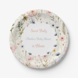 Floral Baby in Bloom Theme Kinderdusche Pappteller