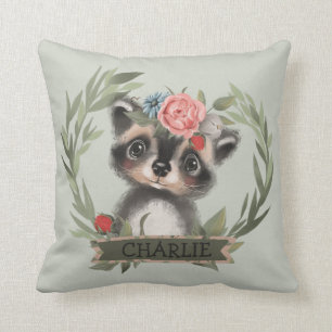 Floral Baby Racoon Kissen