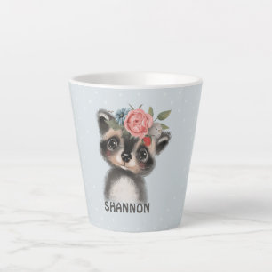 Floral Baby Racoon Latte Tasse
