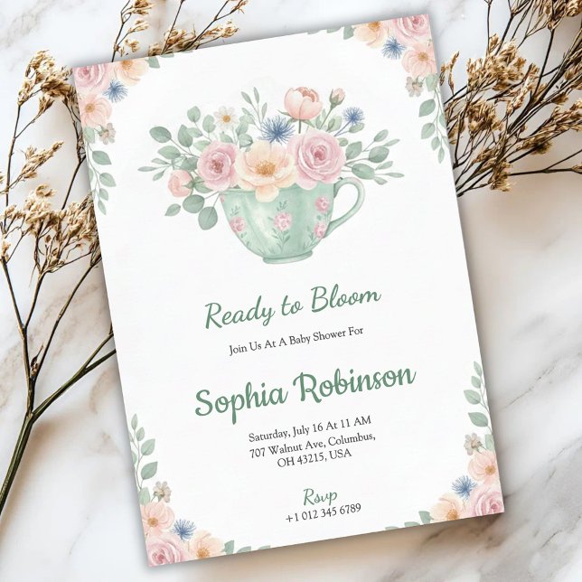 Floral baby shower Invitation card design  Einladung (Von Creator hochgeladen)