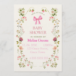 Floral Baby Shower Invitation | Soft Pink waterco Einladung