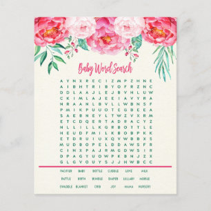 Floral Baby Word Search, Baby Showspiele, Spiele