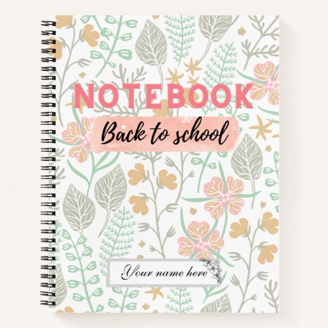 Floral Back to School Notebook Notizbuch (Vorderseite)