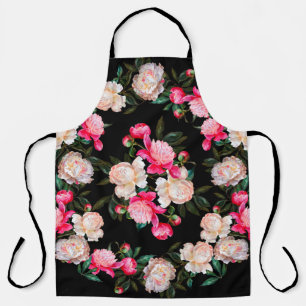 Floral background. Peonies pink and white on a dar Schürze