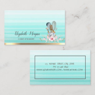 Floral Bakery Tool Stripe Ombre Visitenkarte