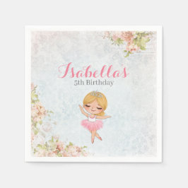 Floral Ballerina Birthday Paper Party Napkins Serviette