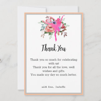 Floral Ballerina Dancer Geburtstag Danke Karte