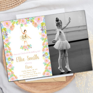Floral Ballerina Geburtstagsfeier Einladung mit Fo