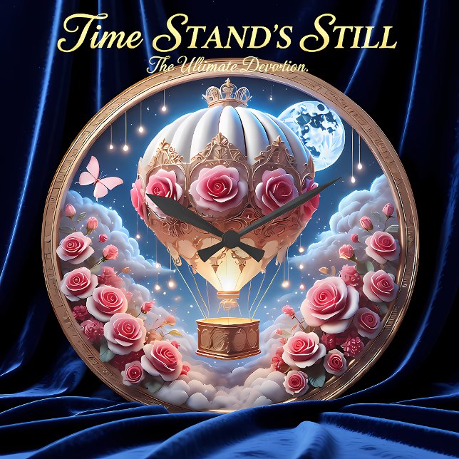 Floral Balloon Lunar Voyage  Große Wanduhr (Von Creator hochgeladen)