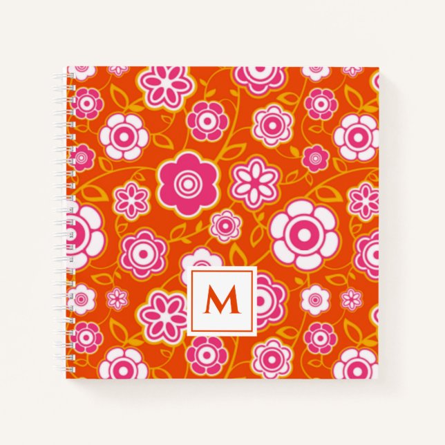 Floral Bandana Print Monogram Notizbuch (Vorderseite)