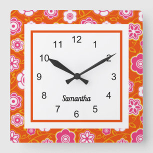Floral Bandana Print Quadratische Wanduhr