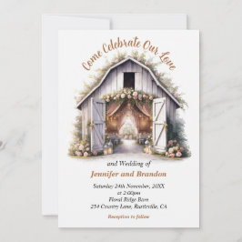 Floral Barnyard Wedding Einladung