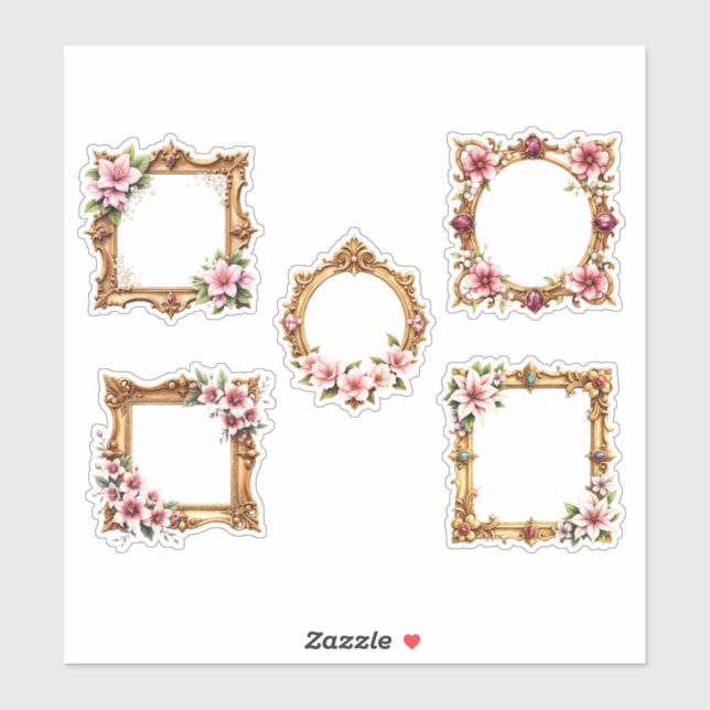 Floral Baroque Frame Cutout Sheet of Stickers Aufkleber (Blatt)