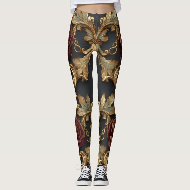 Floral Baroque Pattern – Elegant Ornamental  Leggings (Vorderseite)