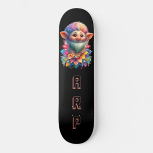 *~* Floral Bart Troll AP89 Neon Rainbow Initials Skateboard