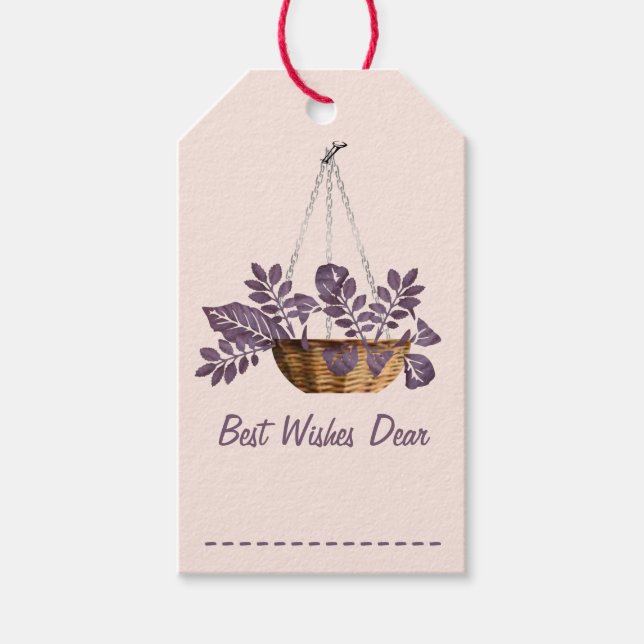 Floral Basket Beste Wünsche Geschenktags Geschenkanhänger (Vorderseite)