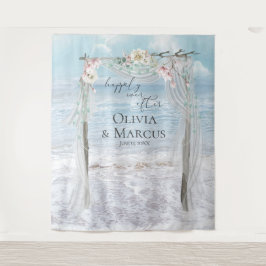 Floral Beach Arbor Hochzeitsfeier Foto Hintergrund Wandteppich