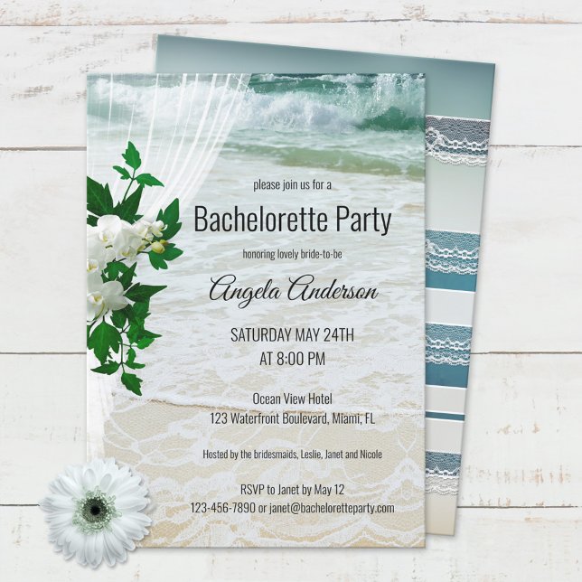 Floral Beach Lace Bachelorette Einladung (Von Creator hochgeladen)