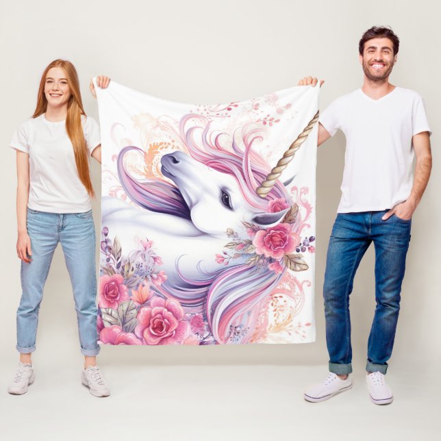 Floral Beautiful Unicorn Fleecedecke (Beispiel)
