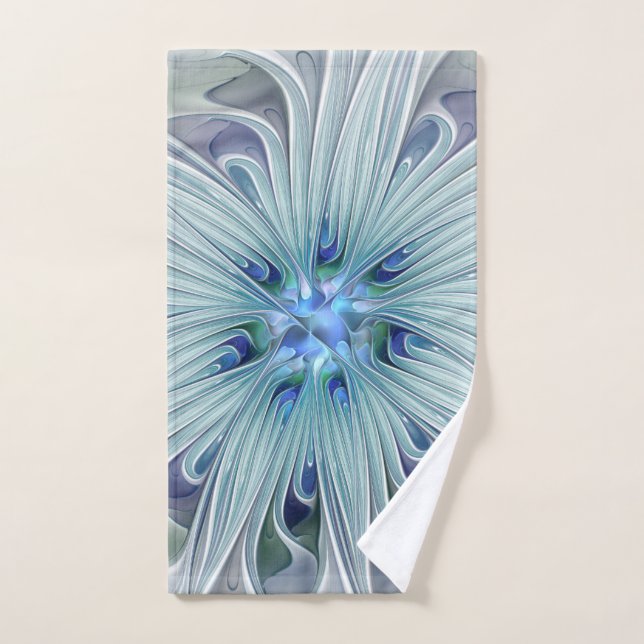 Floral Beauty Abstract Modern Blue Pastel Flower Handtuch (Handtuch)