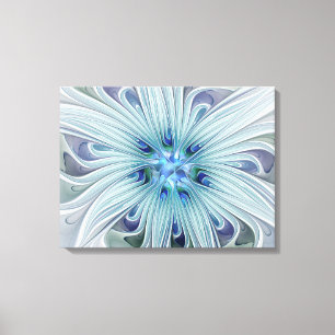 Floral Beauty Abstrakt Moderne Blaue Blume Triptyc Leinwanddruck