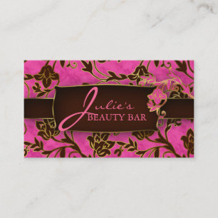 Floral Beauty Business Card Gold Trial Rosa Braun  Visitenkarte