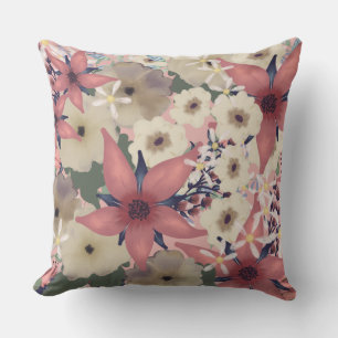 Floral Beauty   Korallenrosa und Blume der Marine Kissen