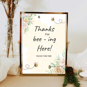 Floral Bee bedankt sich für das hier Zeichen Poster