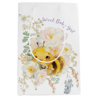Floral Bee Medium Geschenktasche Mittlere Geschenktüte
