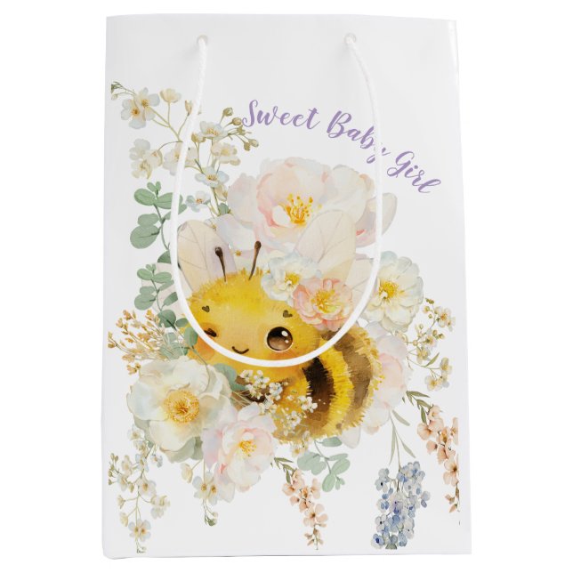 Floral Bee Medium Geschenktasche Mittlere Geschenktüte (Vorderseite)