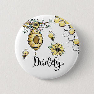 Floral Beehive Honey Sweet Bee Baby Shower Daddy Button