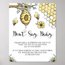 Floral Beehive Honey Sweet Bee Say Baby nicht Poster