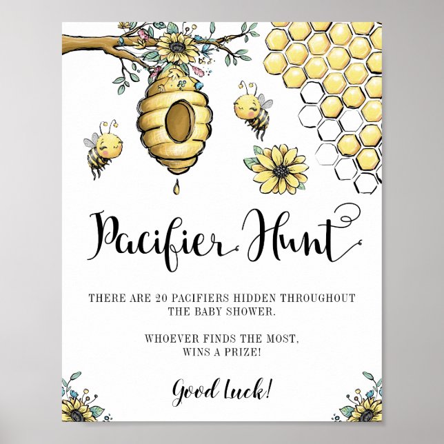 Floral Beehive Honey Sweet Beet Schnuller Hunt Poster (Vorne)