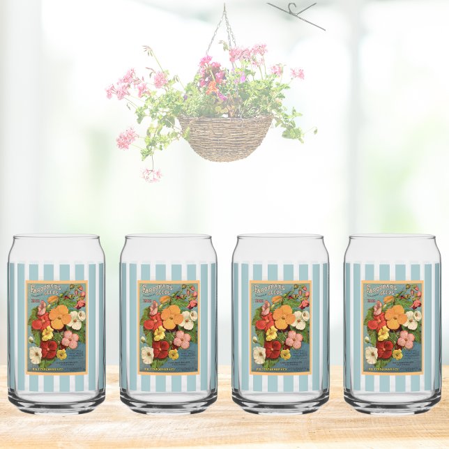 Floral Begonias Pink 1902 Seed Packet Red Teal Dosenglas (Von Creator hochgeladen)