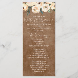Floral Beige Brown Wedding Program Programm