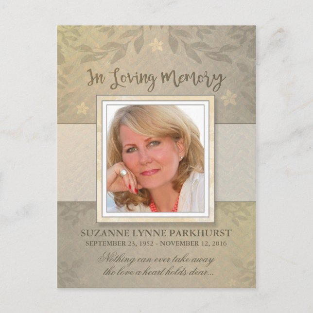 Floral Beige Foto Danke Post Card Postkarte (Vorderseite)