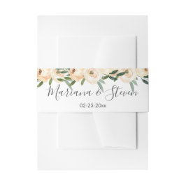 Floral Beige Gold Wedding Einladungsbanderole