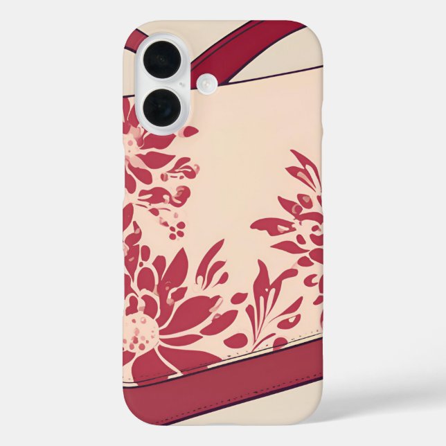 Floral Beige & Red AI art Case-Mate iPhone Hülle (Rückseite)