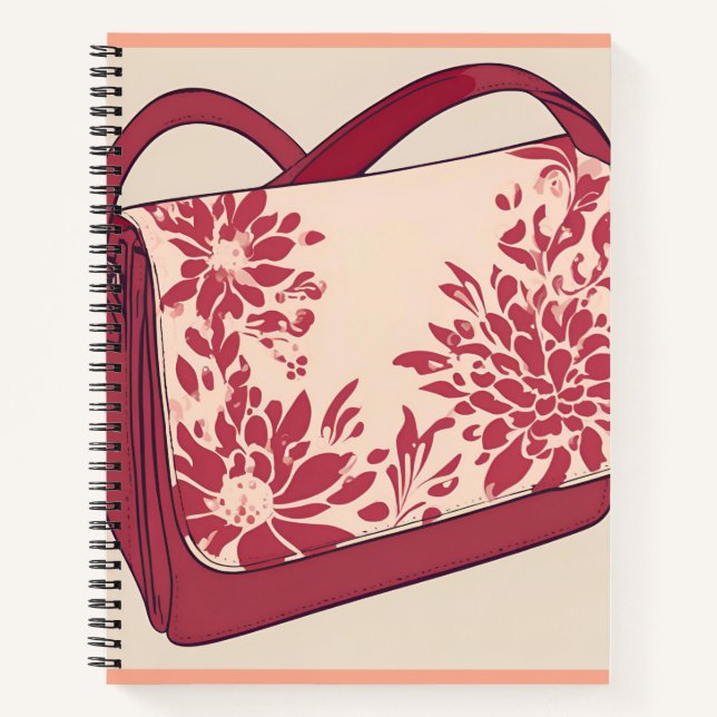 Floral Beige & Red AI art Notizbuch (Vorderseite)