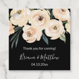 Floral Beige Schwarze Gastgeschenk Hochzeit Tags Geschenkanhänger