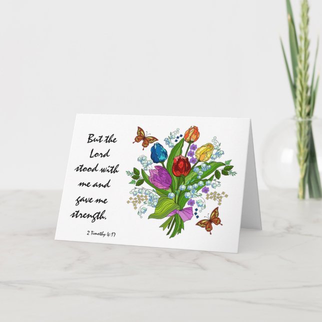 Floral Beileid, Schrift Verse über Gottes Stärke Karte (Vorderseite)