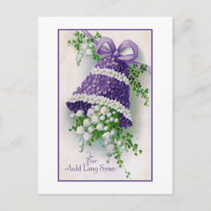 Floral Bell Vintage New Year Feiertagspostkarte